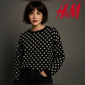 H&M Black & White Polka Dot Sweater  Sz Small